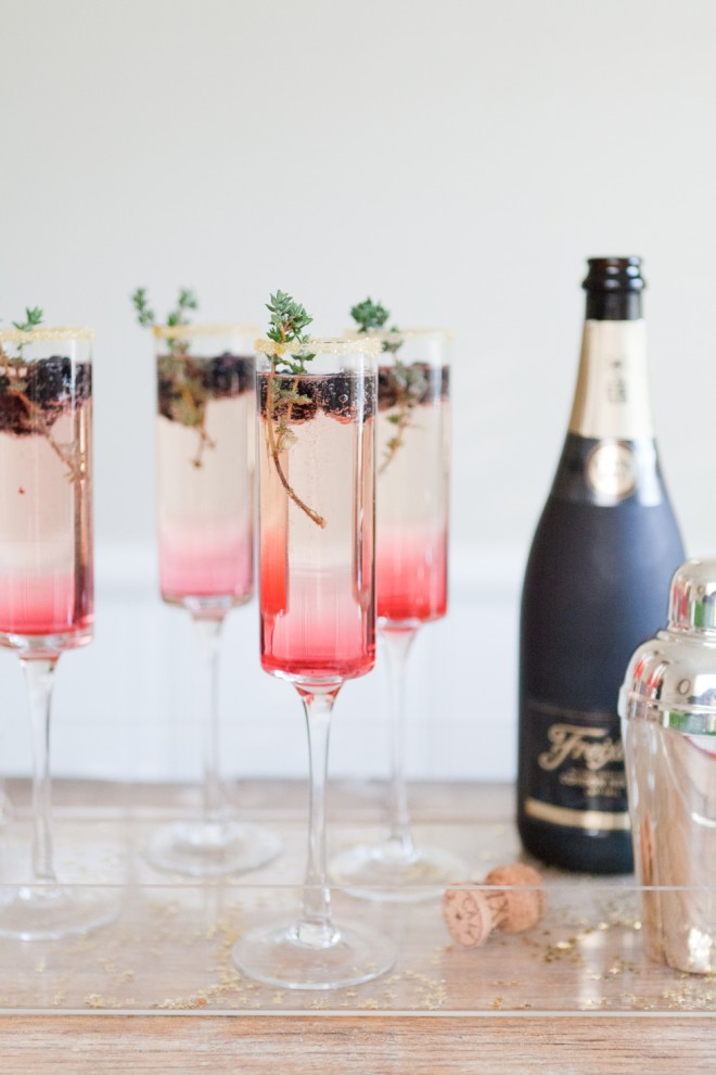 Cocktail Hour Blackberry Thyme Sparkler | The Effortless Chic | Six Champagne Cocktails to Try this Winter