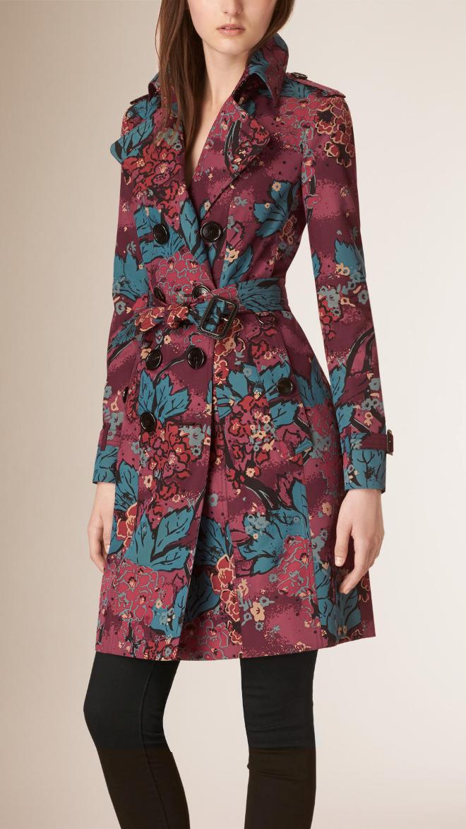 Burberry Floral Cotton Gabardine Trench Coat | Burberry Coats Fall 2015
